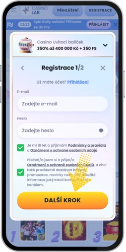První krok registrace v online kasinu s automatem Multiplay 81, vyplnění osobních údajů a kontaktů