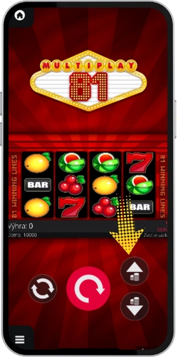 Nastavení výše sázky v automatu Multiplay 81 a spuštění otočky tlačítkem Start