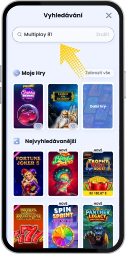 Vyhledávací pole herního katalogu kasina se zadaným názvem automatu Multiplay 81
